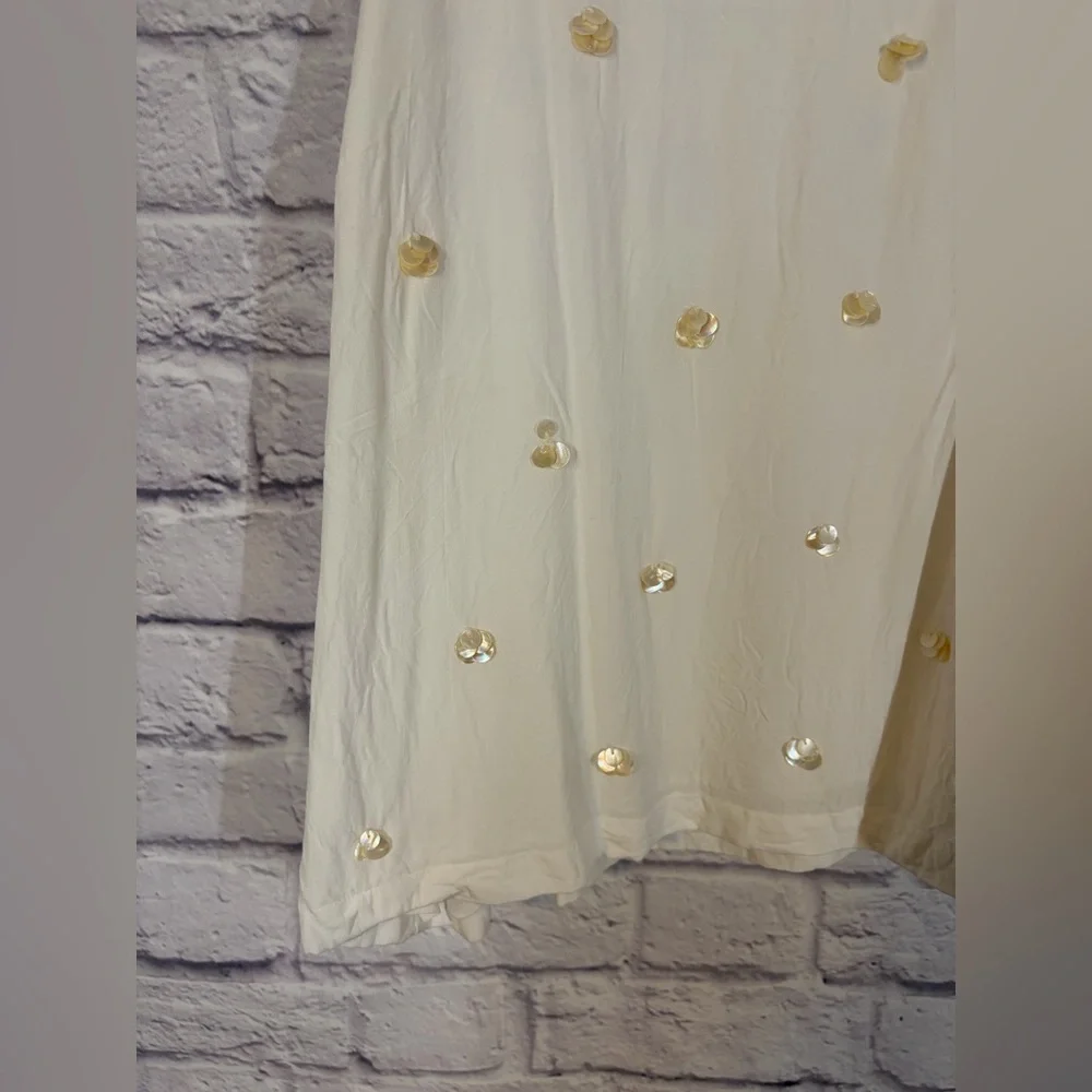 LOFT Ivory Sequin Beaded Embellished Sleeveless Tank Top Blouse Size XXL - Picture 2 of 6